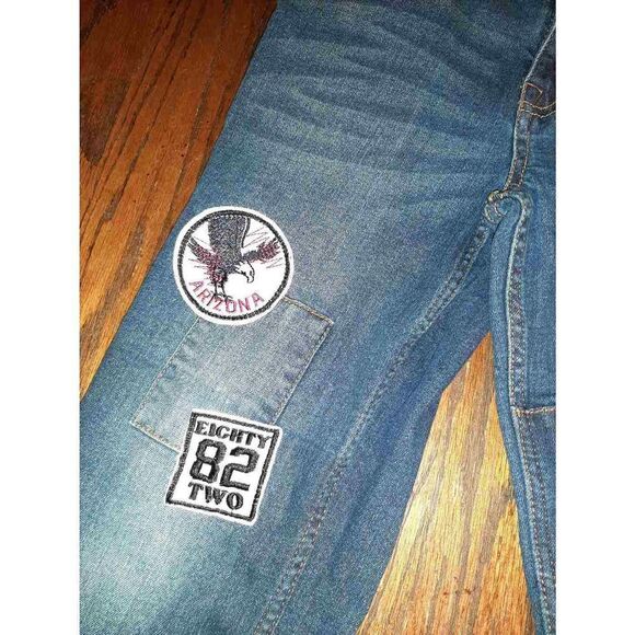 Boys 12 Reg Arizona Jean Company Straight Leg Adjustable Waist Denim Blue Jeans - Picture 3 of 4